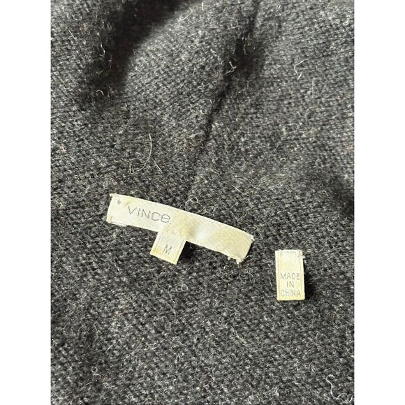 Vince Open Front Hooded Cardigan Medium M Wool Alpaca Cashmere Charcoal Gray Gre - Picture 4 of 6